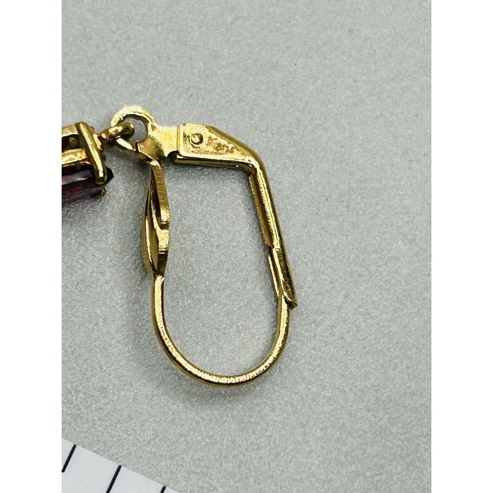 Karis Earrings Gold-tone Purple Stone Oval Prong Set Open Back Lever Back Style - Picture 7 of 10